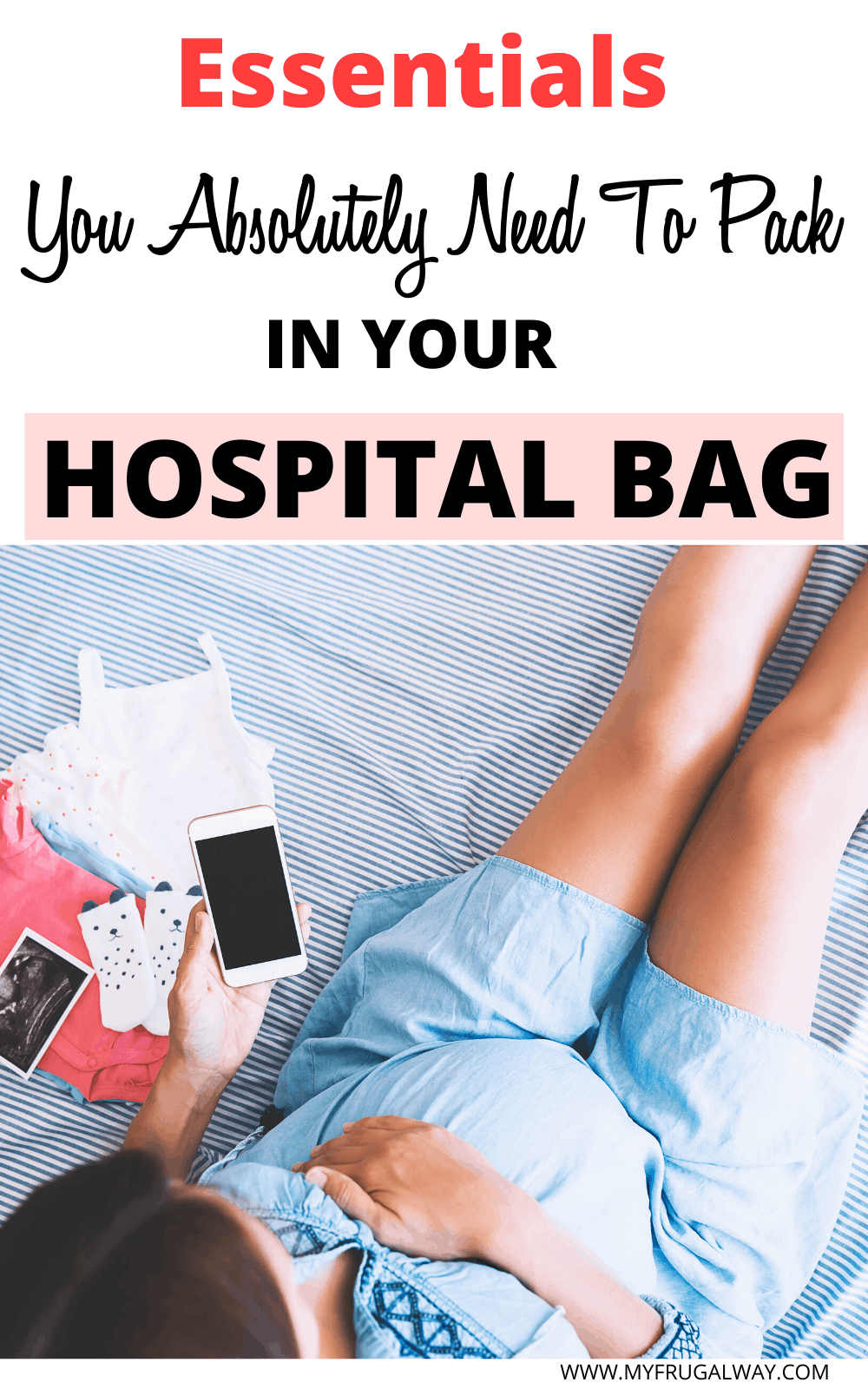 Hospital bag essentials to pack for mom to be. Deciding what to pack in your hospital bag for labor, This minimalist checklist will help you decide what to pack in the hospital bag for mom and baby. #postpartum #firstmom #laboranddelivery #whattopack #momlife #parenting